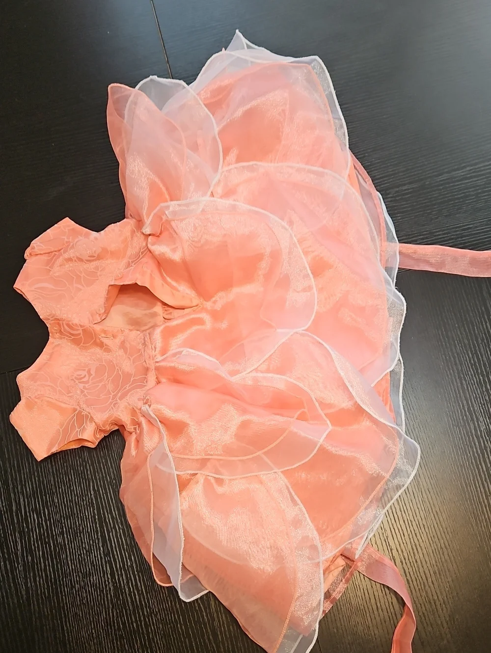 Kids Peach Layered Tulle Costume Dress